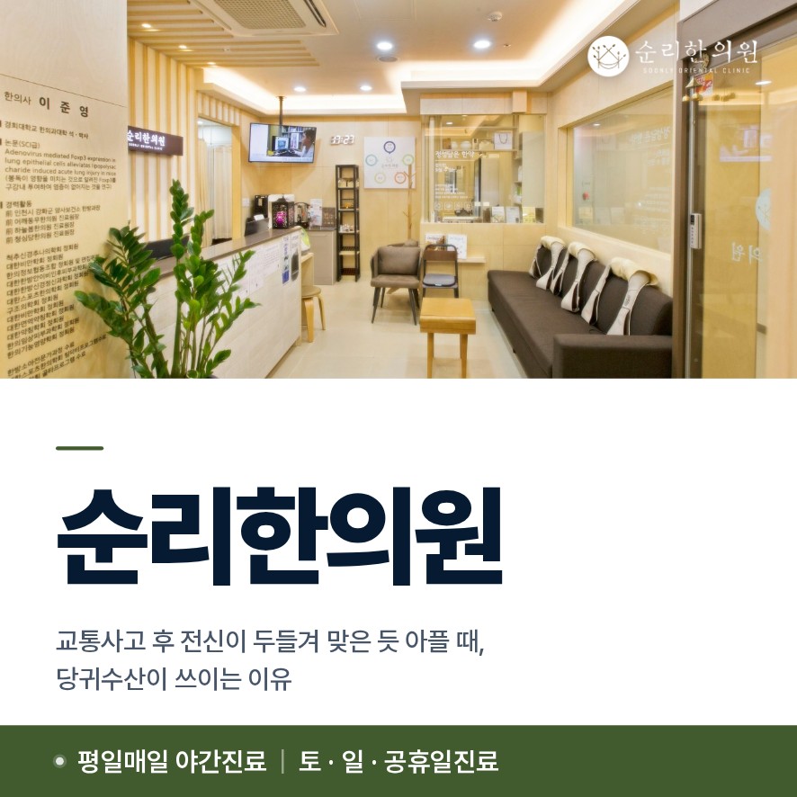 이대역교통사고한의원, 교통사고 후 전신이 두들겨 맞은 듯 아플 때, 당귀수산이 쓰이는 이유